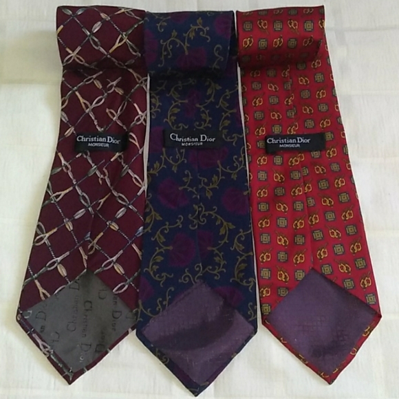 OFFER $60👍 Christian Dior Silk Tie Bundle **PRE-OWNED VINTAGE ** - Picture 5 of 12
